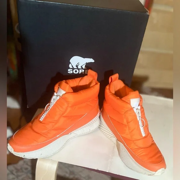 Sorel Orange Puffy Zip Sneakers - Picture 2 of 6